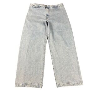 Madewell The Emmett Wide-Leg Jeans 31 (33X27) LT Blue High Rise  Front Pockets